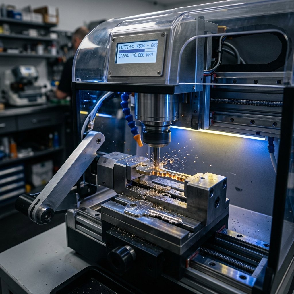 M&aacute;quina de corte computadorizada de chaves do Chaveiro Prime Franca